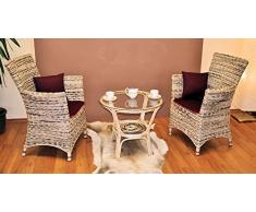 Rattangruppe, Rattangarnitur, Rattansessel + Rattantisch Pluto inkl. Polster, Fb. Zebra