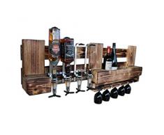 RUSTIKALE WANDBAR mit 4cl DOSIERSPENDER für Cocktails, Longdrinks,Vintage Wandregal Flaschenhalter groß aus Paletten Holz, Geschenk Vatertag Hausbar Landhausstil Deutschland Österreich