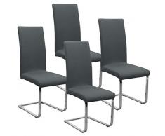 BEAUTEX Jersey Stuhlhussen Sets, elastische Stretch Husse Baumwolle Bi-Elastic, Farbe wählbar (Dunkelgrau 4er Set)