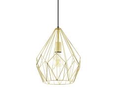 EGLO Pendellampe Carlton, 1 flammige Vintage Pendelleuchte, Retro Hängelampe aus Stahl, Farbe: gold, Fassung: E27