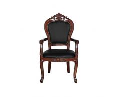 Barock Stuhl Sessel mit Armlehne braun/schwarz