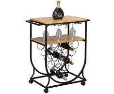 ZRXRY Weinregal, Weinlese-Bar Auto, bewegliche Eisen-Wood, Double-Layer Multifunktional mit Industrial Metal und Holz