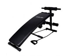CCLIFE Sit Up Bank Trainingsbank Bauchtrainer Rückentrainer Klappbar verstellbar mit 2 Hanteln Seilen