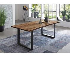 SAM Möbel Outlet Esstisch Baumkante, 180x90 cm, NOAH, Akazie, Natur, U-Gestell schwarz