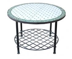 Saharashop Mediterraner Mosaik Couchtisch Rund Ø 80 cm Tawriq Grün