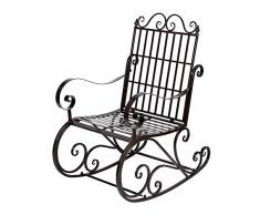 EBTOOLS Antiker Schaukelstuhl Eisen Stuhl Patio Veranda Sitz Metallstuhl Gartenstuhl Eisenstuhl Schwingsessel mit hoher Rückenlehne für Garten Garten Gartenmöbel, 60,5 * 90 * 104,5 cm