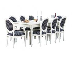 Dynamic24 11tlg. Essgruppe BAROCK Esstisch Esszimmertisch Tisch Erweiterbar massiv weiß