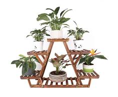 unho Blumenregal Blumentreppe 6 Ebenen Pflanzentreppe für Indoor Balkon Wohzimmer Outdoor Garten Dekor Pflanzenregal Holz 71×25×58cm