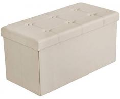 WEHOLY Schrankbank mit Stauraumbank, Sitzbox, Hocker, Aufbewahrungsbox, Fußstütze, faltbar, tragend 300 kg, 80 Liter, 76 x 38 x 38 cm, weiß
