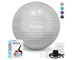 Gonex Gymnastikball 55cm Pilates Ball Robuster 998kg Maximalbelastbarkeit Dicker Anti-Burst Übungsball Sitzball Fitnessball Yoga Ball mit Pumpe Fitnessgeräte für Zuhause Büro Sport, Silber