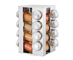 Gewürzregal Drehbar - Edelstahl Gewürzkarussel Gewürzregal Gewürzständer Mit 16 tlg Gewürzgläser