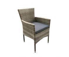 LC Garden Poly Rattan Gartenstuhl Armlehnstuhl Stapelstuhl Balkonstuhl stapelbar Natur grau