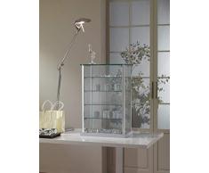 MHN kleine Aufsatzvitrine Glas - Tischvitrine Alu abschließbar grau 40 cm breit 25 cm tief