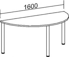 Konferenztisch, BxTxH 1600x800x720 mm, Halbkreis, 3-Fuá-Gestell, Platten-/Gestellfarbe lichtgrau/wei