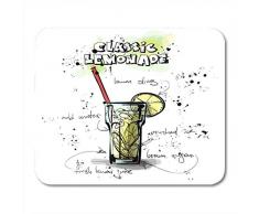 Mousepad,Künstlerische Schwarze Cocktail-Hand Gezeichnet Mit Limonade Sketch Style Collection Drawing Bar Lustige Druckpads,25X30CM