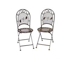aubaho 2X Gartenstuhl je 9kg Schmiedeeisen Stuhl Klappstuhl antik Stil braun