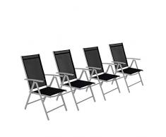 CCLIFE Alu Klappstuhl 2er 4er Set Gartenstuhl Balkonstuhl verstellbar klappbar Belastbarkeit 120 kg Aluminium Outdoor, Farbe:002 Hellgrau, Größe:4er-Set