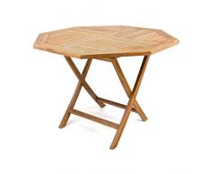 Divero Esstisch 100 cm Balkontisch Gartentisch Beistelltisch Teak Holz Tisch für Terrasse Balkon Garten – wetterfest massiv klappbar – Ø 90 cm Natur-braun