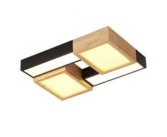 LED-Deckenleuchte Holz und Metall Schwarz Deckenlampen Modern Innen Esszimmerleuchte für Wohnzimmer Esstisch Schlafzimmer Küchen,3000K Warmweiß Licht 42W,52 * 35CM