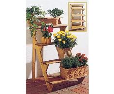 GASPO Blumentreppe Flora 3-stufig | 80 x 56 x 60 cm | aus massivem Holz, Blumenständer für Balkon und Garten
