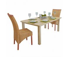 Nishore Garten Essstuhl Polsterstuhl Holzstuhl Esszimmergruppe Gartenmöbel Stuhl 2 STK. Rattan Braun 47 x 50 x 97 cm (B x T x H)