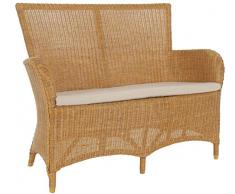 korb.outlet Bequeme Esszimmer-Bank mit hoher Rückenlehne aus Natur Rattan/Zweisitzer Sofa mit Armlehne/Lehne Bank Esszimmersofa (Honig)