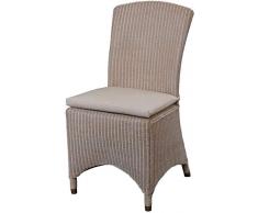 korb.outlet Loom Stuhl Sydney Esszimmerstuhl Esszimmer Stuhl Loomstuhl mit Polster Essstuhl (Vintage Weiss)