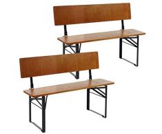 Mendler 2X Bank Lustenau, Festzeltbank Bierbank, klappbar mit Rückenlehne, 115cm