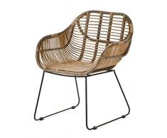 animal-design Rattan-Stuhl Korb-Stuhl Korb-Sessel braun mit Armlehne - Lounge Vintage Retro Loft Esszimmer Garten Küche Bistro Balkon Terrasse