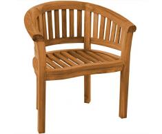 Teako Design Bananenstuhl Gartenstuhl Avellino wetterfest Teakholz massiv Stuhl mit Armlehnen, für Balkon, Terrasse