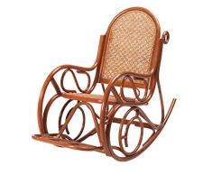 Rotin Design Rattan-Schaukelstuhl Evissa - Bambussessel - Haselnuss (Braun)