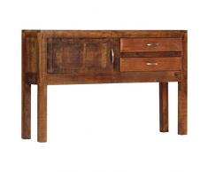 N / A vidaXL Sideboard Mit 2 Schubladen und 1 Tür, Vitrinenschrank Küchenschrank Esszimmerschrank, Massivholz, für Wohnzimmer, Schlafzimmer, Flur, Bad 118x30x75 cm