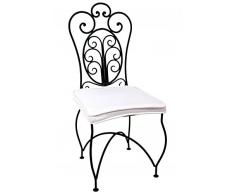 ORIGINAL Orientalischer Stuhl Gartenstuhl aus Metall Schwarz Cordoba | Marokkanischer Balkonstuhl Inkl. Sitzkissen Stuhlkissen | Eisenstuhl als Bistrostuhl | Mediterrane Deko im Garten oder Balkon