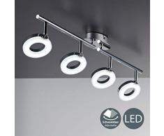 B.K.Licht I schwenkbare LED Deckenleuchte I Chrom I 4x 4,5W 450lm LED Platine I warmweiße Lichtfarbe I 4-flammige Deckenlampe I Spotleuchte I Breite: 68,5cm
