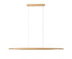 CARYS LED Pendelleuchte Dimmbar Holz Rustikal Deckenleuchte Hängeleuchte Esszimmer Hoehenverstellbar Hängelampe Wohnzimmer 18W mit Fernbedienung 130cm Leuchtmittel Küche Büro