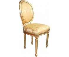 Casa Padrino Barock Esszimmer Stuhl Gold Blumenmuster / Gold Mod2 Rund