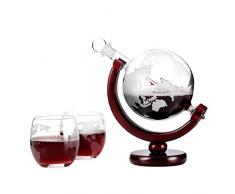 UPKOCH Whisky Globus Dekanter Set Globus Dekanter für Schnaps Bourbon Wodka Home Bar Zubehör mit 2 Tasse 850Ml