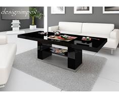 Design Couchtisch HN-777 Schwarz - Grau Hochglanz höhenverstellbar ausziehbar Tisch