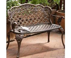 Gartenbank Aluminiumguss Korrosionsschutz Gartensitz Leichter antiker Stuhl Schmiedeeisen Patio Stuhl Veranda Sitzmöbel Park Hof Terrasse Balkon (Color : Messing)