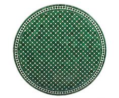 albena Marokko Galerie 15-130 Hamra Marokkanischer Mosaiktisch ø 100cm Rund (Hamra: grün/Weiss)