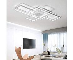 Wohnzimmerlampe Modern LED Decke Dimmbar 3000K-6500K Acryl Lampenschirm Deckenleuchte Chic Eckig Designer-Lampe Esstischlampe Schlafzimmer Fernbedienung Deckenlampe Pendelleuchte Flur Lampe