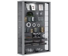 VCM Vitrine Wandvitrine Sammelvitrine Wand Regal Glas Hänge ohne Beleuchtung Silber 90 x 59 x 18 cm Vitrosa Mini