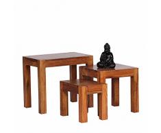 Pharao24 Dreisatztisch aus Sheesham Massivholz lackiert