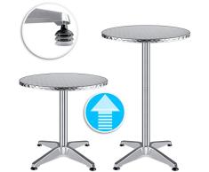 KESSER® - 2in1 Stehtisch Bistrotisch Aluminium Edelstahlplatte | höhenverstellbar | 70cm / 115cm | Partytisch Tisch Ø 60cm | In- & Outdoor | Hochzeit | Empfangstisch | 4 Standfüße, Silber