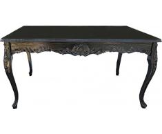 Casa Padrino Barock Esstisch Schwarz mit Glasplatte 200 x 100 cm - Esszimmer Tisch - Limited Edition
