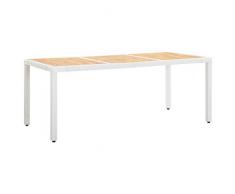 vidaXL Akazienholz Massiv Gartentisch Esstisch Balkontisch Terrassentisch Gartenmöbel Tisch Terrasse Garten Weiß 190x90x75cm Poly Rattan