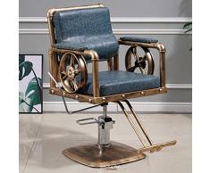 DNNAL Barber Shop Stuhl, Multifunktions-Hydraulic Lehnstuhl Frisierstuhl, Rücken Hair Salon Spezial-Stuhl,Blau