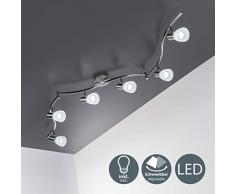 B.K.Licht schwenkbare LED Deckenleuchte I 6-flammig I drehbar I inkl. 6x 5W E14 LED Leuchtmittel l 6x 470lm I Deckenlampe I Spotlampe I Länge: 178cm