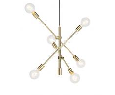 QAZQA Design/Retro Art Deco Hängelampe Messing matt 6 Leuchten - Sydney/Innenbeleuchtung/Wohnzimmerlampe/Schlafzimmer/Küche Stahl Andere LED geeignet E27 Max. 6 x 60 Watt