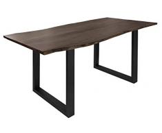 MASSIVMOEBEL24.DE Baumtisch Akazie 220x100x76 grau Beine anthrazit matt Freeform 3